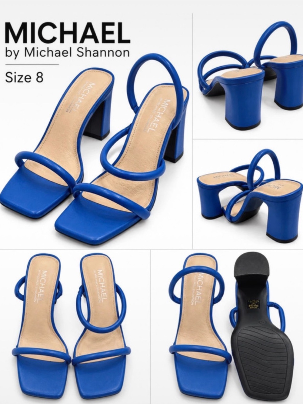 Michael Shannon Royal Blue Double-Strap Block Heel Sandals
